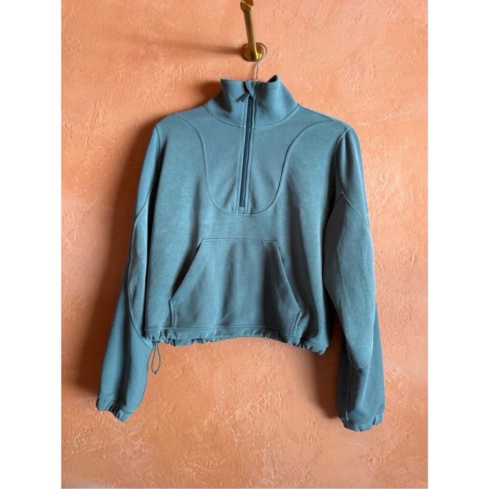 Lululemon Ribbed Half Zip Cropped Pullover Green Size 4